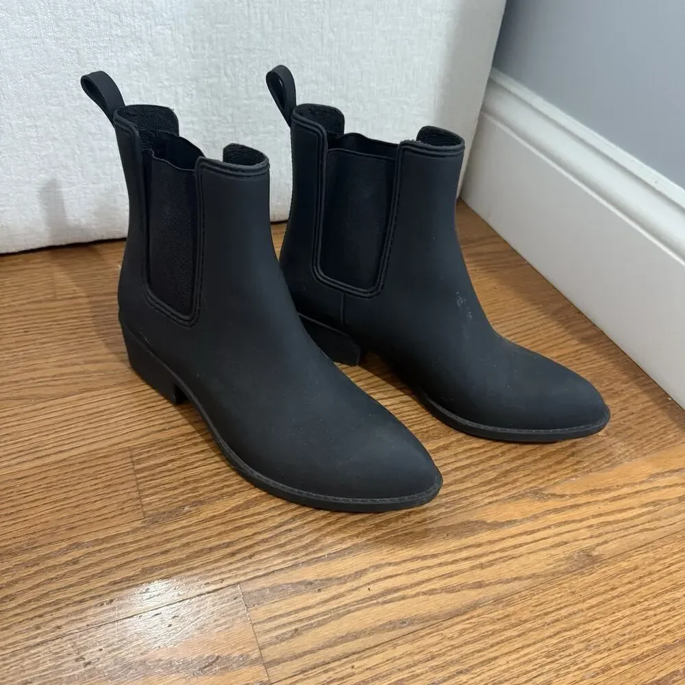 Steve Madden 7.5 Chelsea Rubber Rain Ankle Boots Chunky Block Lug Sole Pull-On